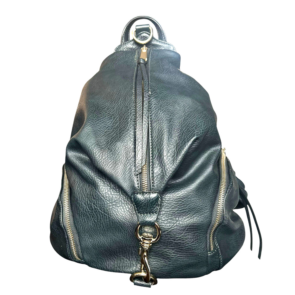 Navy Blue Faux Leather Vegan Leather Backpack